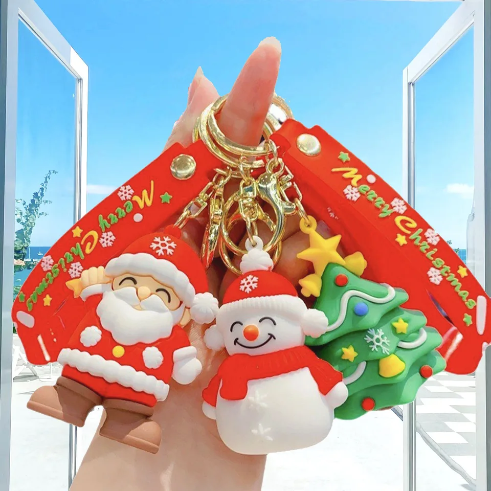 Creative Cartoon Santa Claus Snowman Keychain Pendant Bag Car