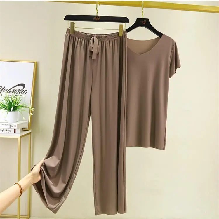 Women's Home Clothes Suit Of Lady House Summer Living Room Wear Autumn Loose Homewear Pants Two Piece Set For Women Cute Pajamas 4