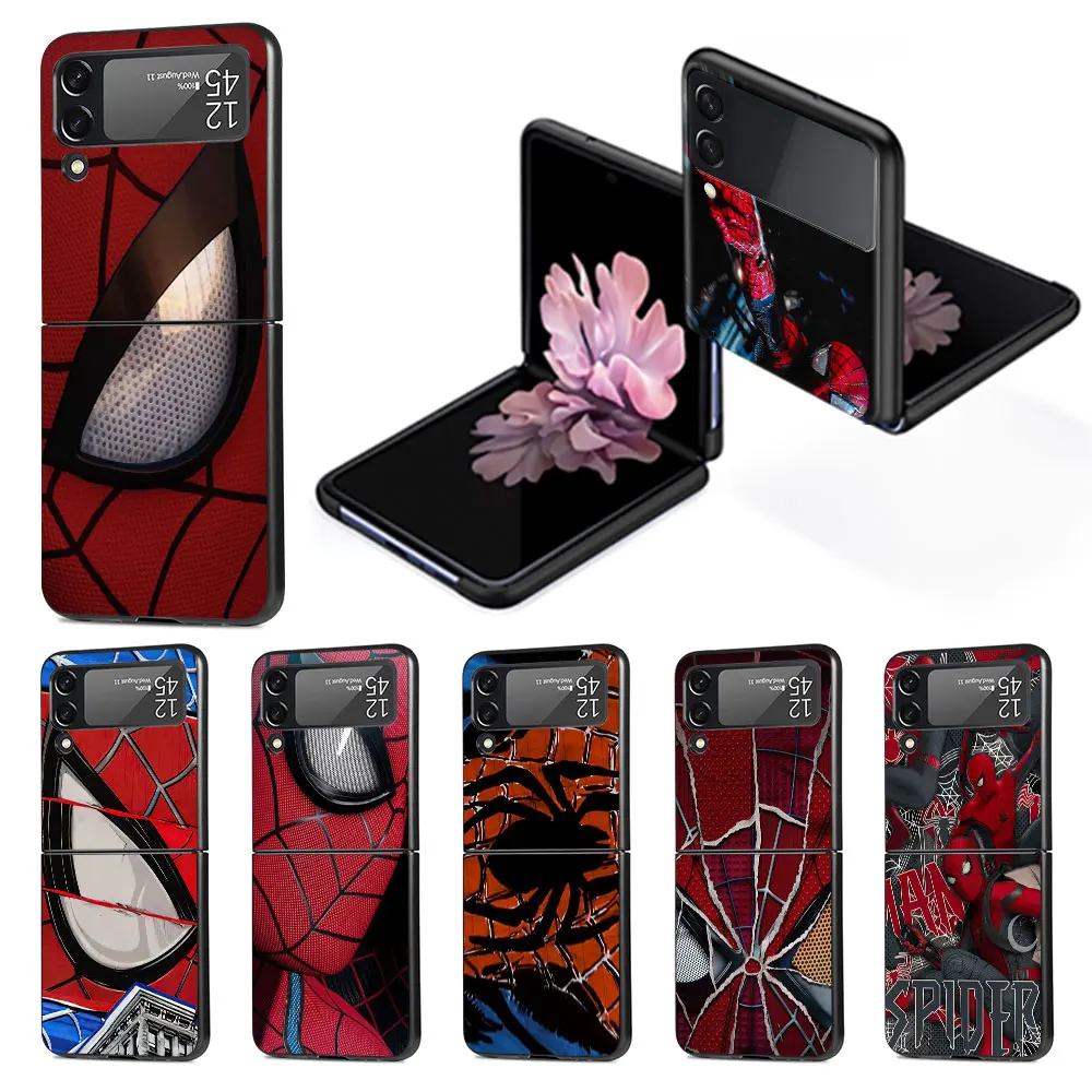 Spider Man Spiderman Funda Per Samsung Galaxy Z Flip 3 4 5G Custodia Flip4 Flip3 Black Hard Pc Shell Zflip3 Cover Protettiva Per Telefono