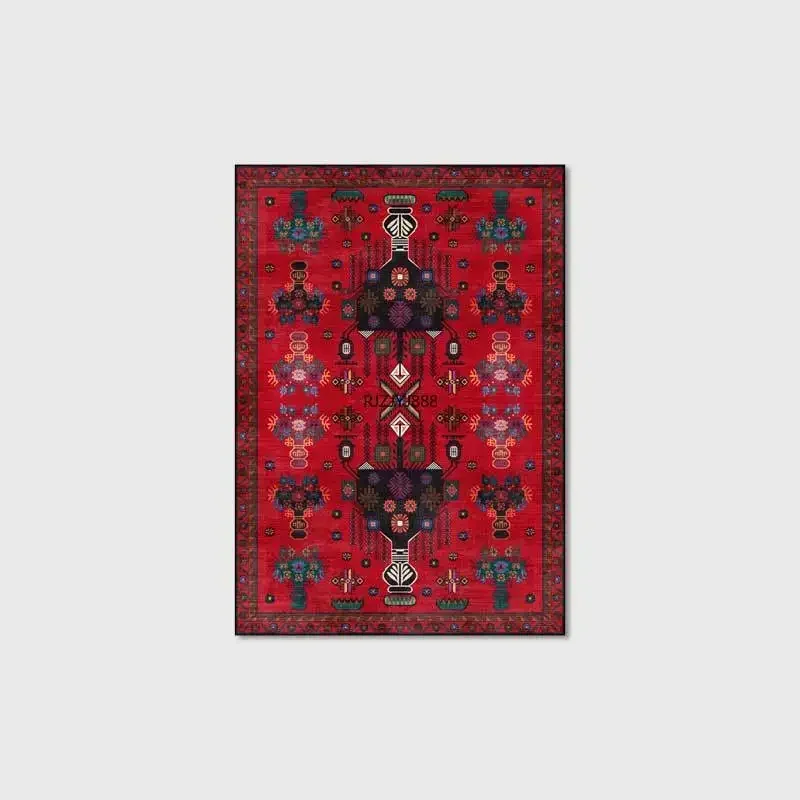 2024 New Afghan Geometric Exotic Ethnic Style Dark Red Big Red Black Living Room Bedroom Carpet Bedside Floor Mat 160*230cm 3