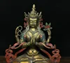 Tibet Buddhism Bronze Brass Louts 4 arms Chenrezig Buddha Statue Sculpture Q 4