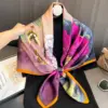 Spring Scarf Women's Luxury Design Scarf Silk Smooth Scarf Soft Muslim Headband Shawl Beach 110x110cm 2