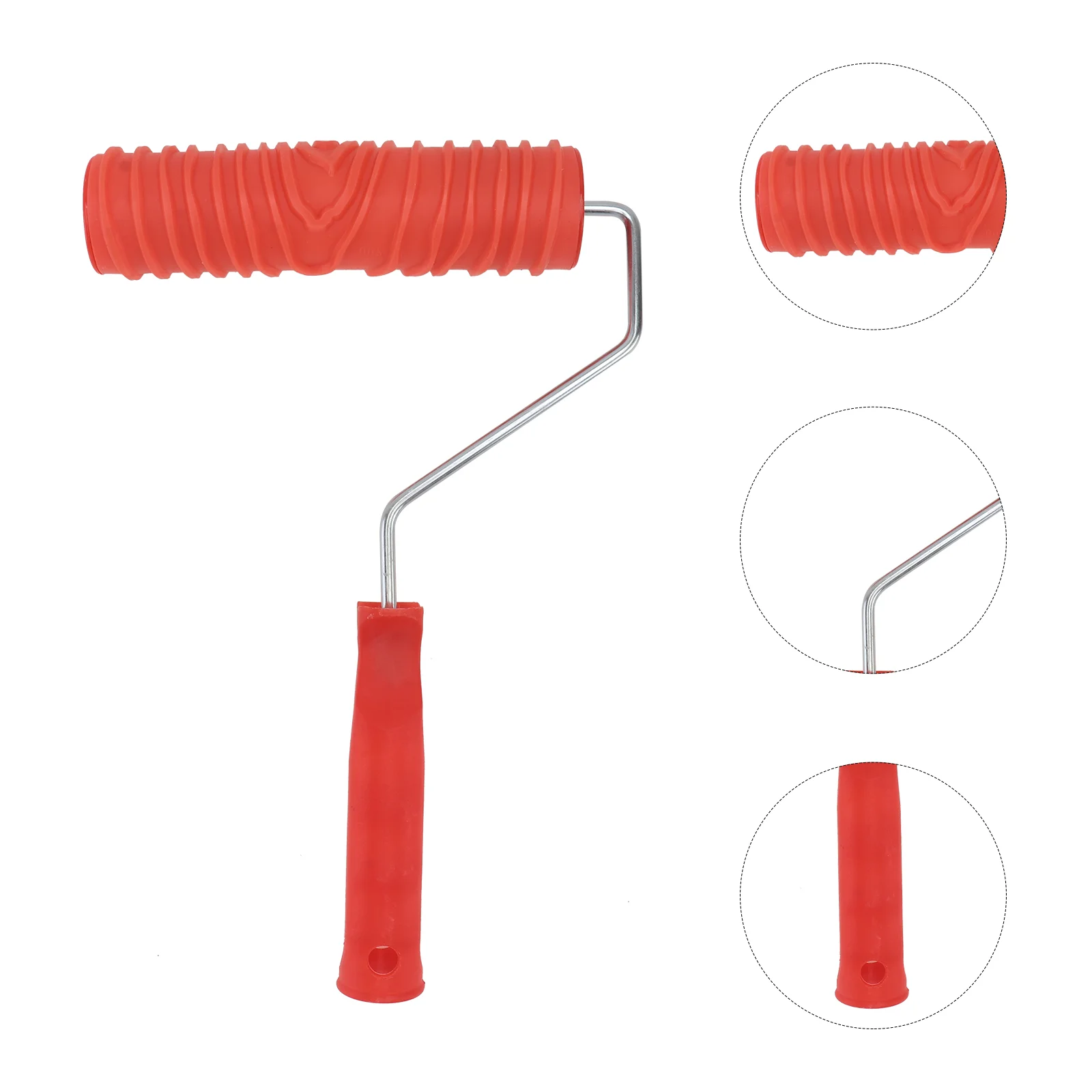 

7 Inch Wood Graining Roller Household Wall Red Roller with Handle DIY Rubber Empaistic Wood Grain Tool for Home Shop