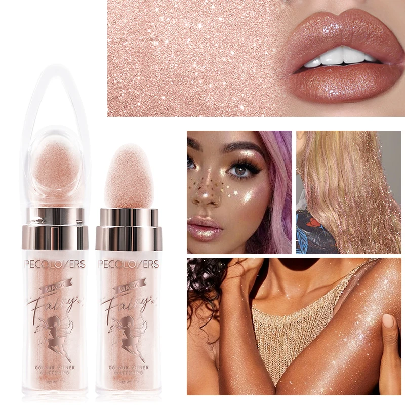 Pearlescent Fairy Powder Highlighter Stick Lasting Contouring Bronzer Illuminator Shimmer Face Body Glitter Stick Brighten Pen 2
