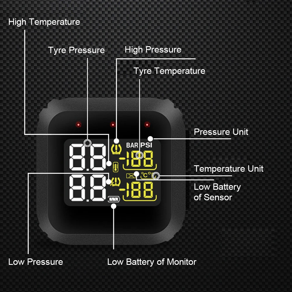 ܺ  Ÿ̾ з ͸ ý,  ǽð TPMS M3 Moto   LCD ÷, 