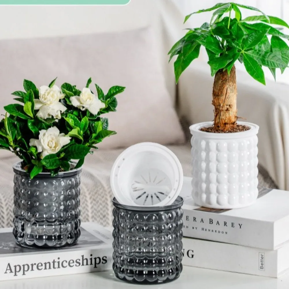 New Self Watering Hydroponic Plants Pot Plastic Removable Mini Succulent Planter Tabletop Vase Office Bonsai Decor