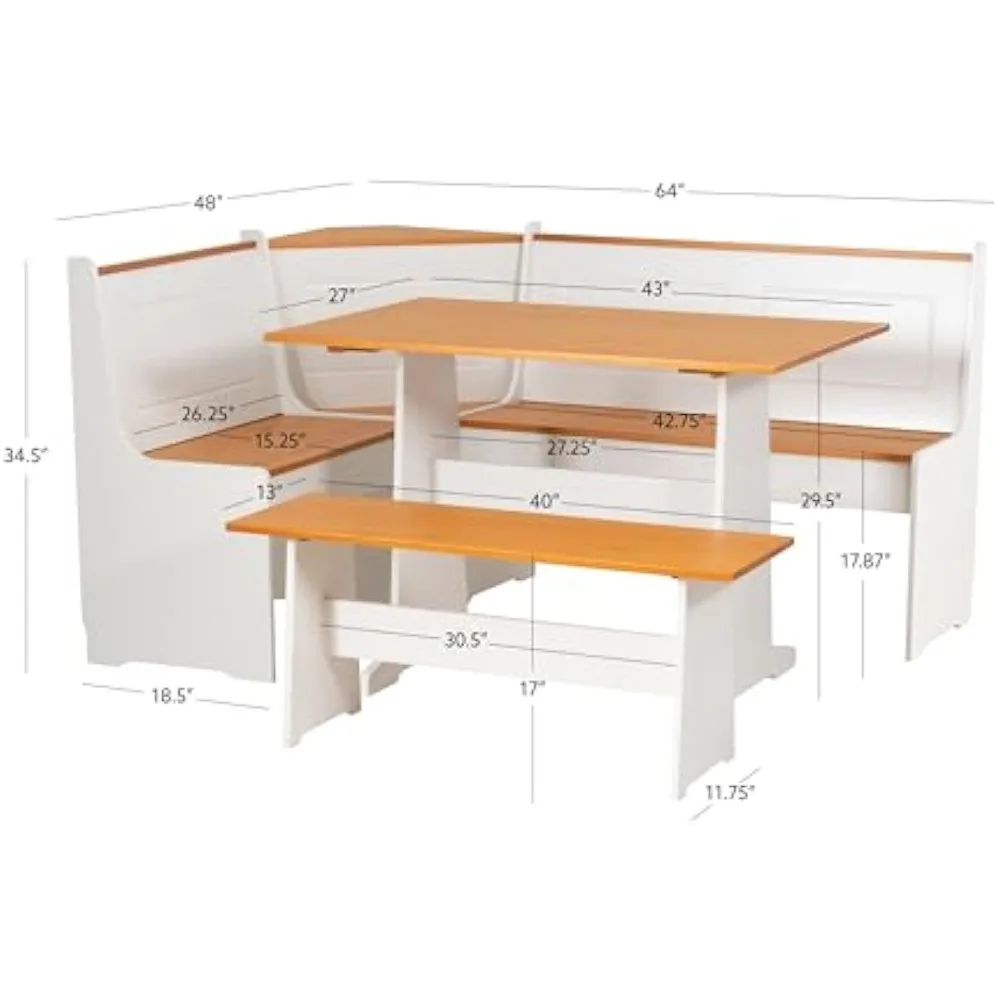 Kitchen Set, White, Five Piece Kitchen Dinings, Dining Room Sets 4