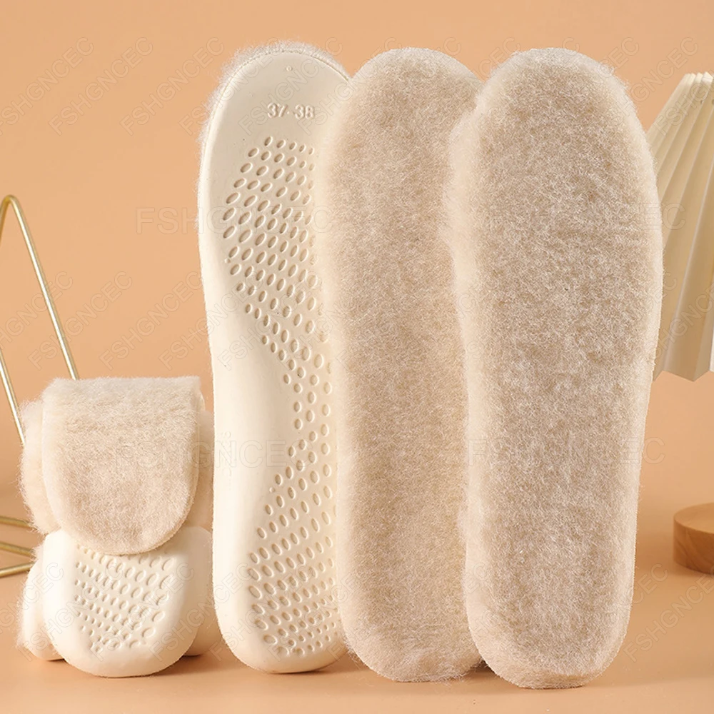 Einlegesohlen aus echter Wolle für Stiefel und Schuhe, Einsätze aus weichem, hochelastischem Latex, stoßdämpfende Einlegesohlen für Winterfüße, wärmende Einlegesohle – Detail 16