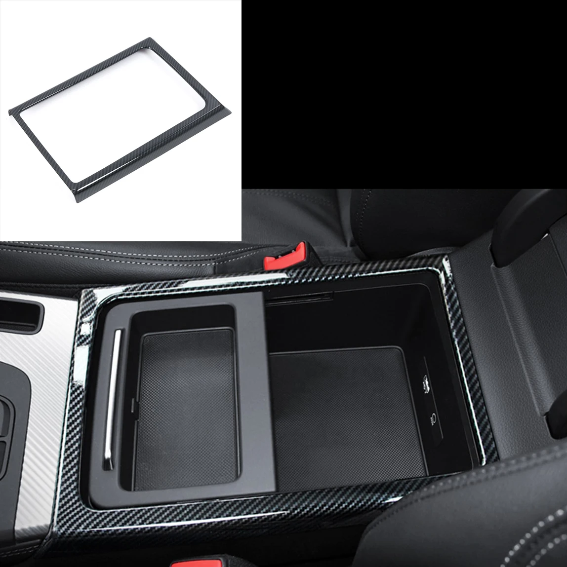 

ABS Carbon Fiber Interior Cup Holder Surrounds Armrest Box Trims For Audi Q5 Sportback FY SQ5 2017 2018 2019 2020 2021 2022