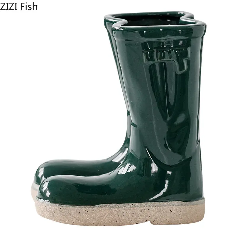 Creative Boots Potted Flower Pots Ceramic Vase Desk Decoration Flower Arrangement Room Aesthetics Modern Decor Floral Vases 6