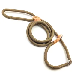 Heavy-Duty Braided Dog Training Leash with Adjustable Loop Collar - 0.8cmX1.8m (Dark Khaki)