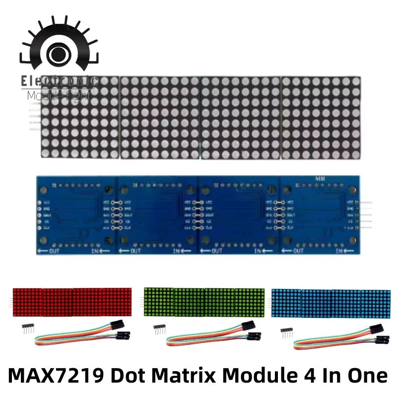 MAX7219 Dot 4-in-1-Display für Mikrocontroller-Modul mit 5P-Leinenverstärker, Ladefunktion, Lora, Netzteil, Spannungsregler