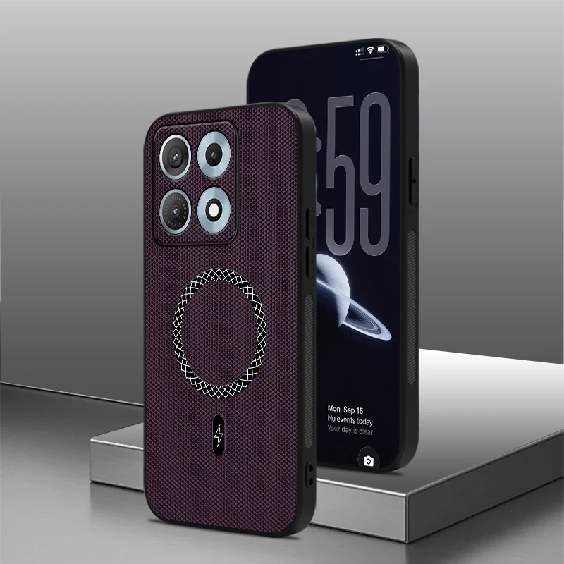 Business Triangular Texture Magnetic Shockproof Leather Anti-slip Phone Case