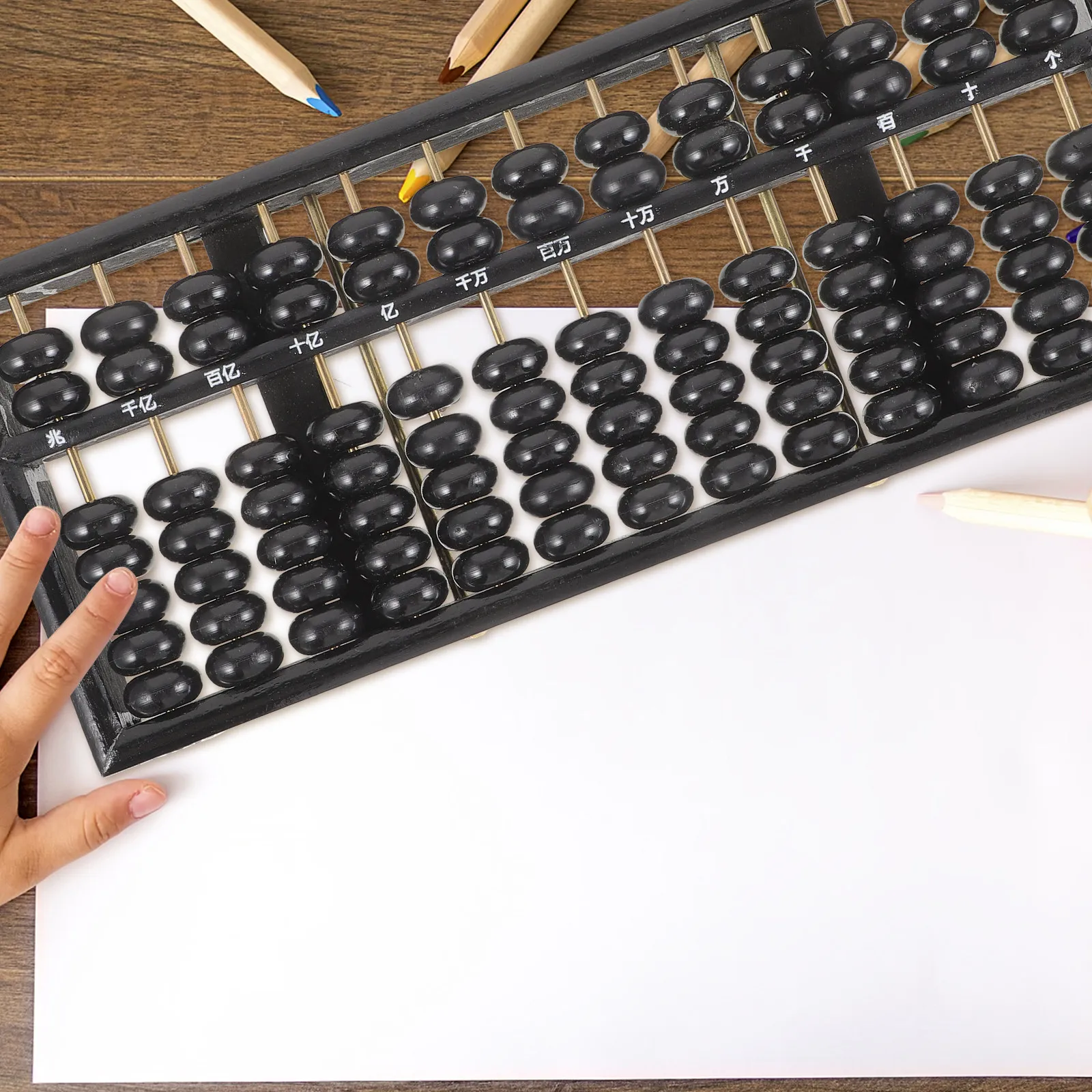 빈티지 스타일 나무 주판 7개의 구슬이 있는 막대형 중국산 산술 도구 학생 성인 홈스쿨 학습 두뇌 발달 도구