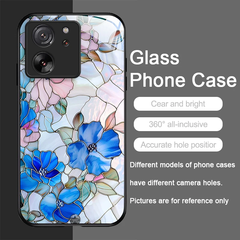 Luxury Flower Marble Texture Tempered Glass Phone Case - Elegant Design, Durable Hard Cover