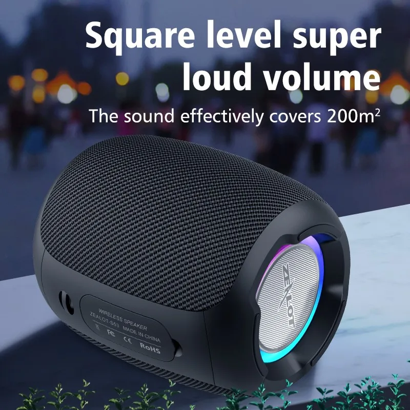 Coluna sem Fio Bluetooth à Prova Zealot Mini Coluna Portátil Dhifi Água Alta Fidelidade Lossless Som Qualidade Estéreo Subwoofer Altifalante S53 - Image 4
