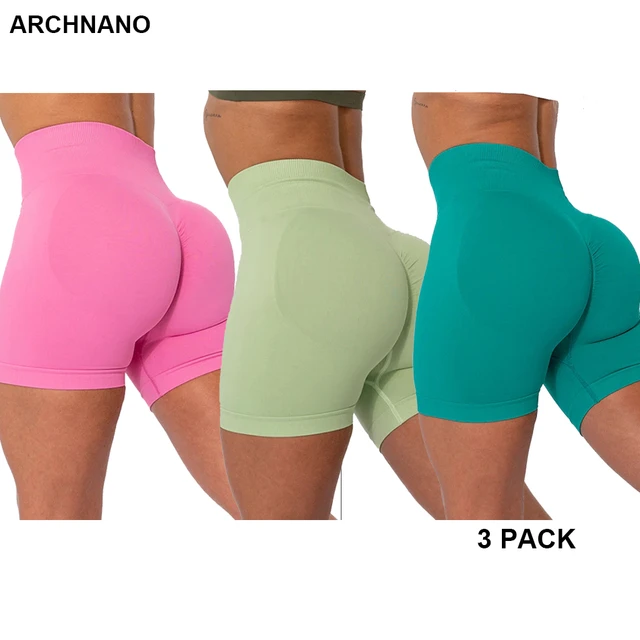 3 Pack Workout Yoga Shorts for Women Butt Lifting High Waist Seamless  Ribbed Ruched Gym Athletic Scrunch Biker Shorts - AliExpress