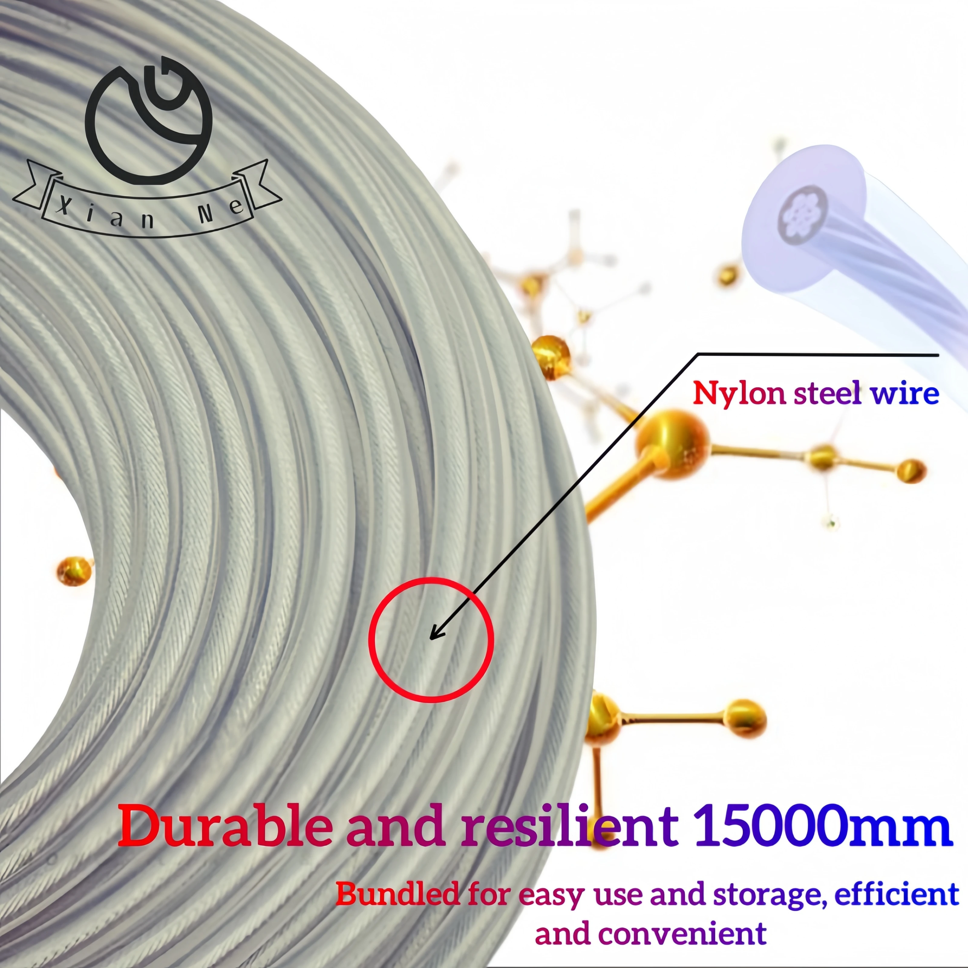 Trimmer Steel Nylon Wire Rope Cord Line 2.0/2.4/2.7/3.0mm Strimmer Brushcutter Long Round Roll Grass Replacement Wire About 15m trimmer wire