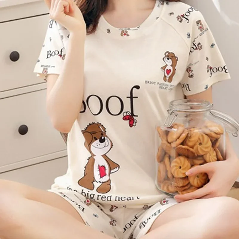 Women Pajamas Set Summer Women Sexy Pyjama Short Sleeve Pajamas Set Comfortable