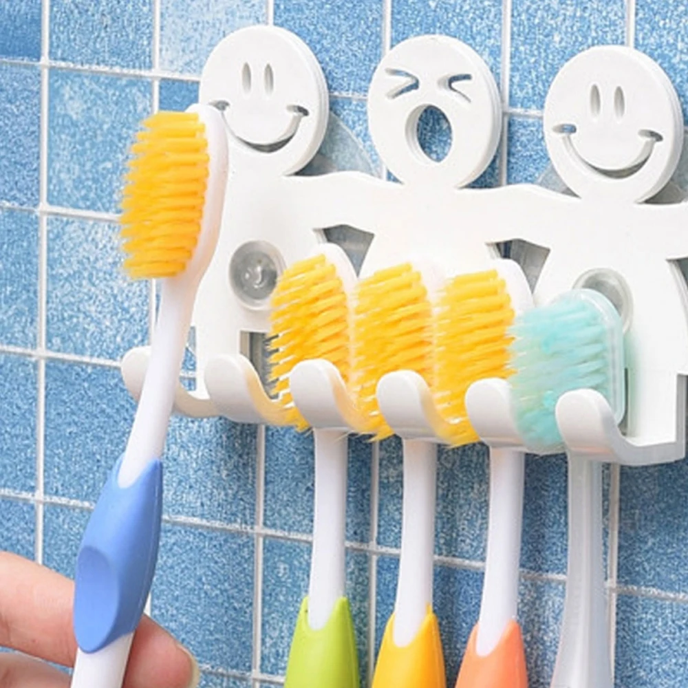 Toothbrush holder 1 PC toothbrush holder wall-mounted suction cup 5 cute cartoon smile tooth holder