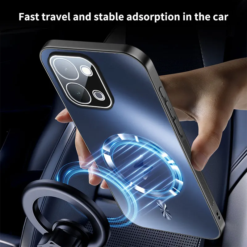 Fubda Magnetic Camera Lens Protective Case with Wireless Charging Support - Matte Frosted Finish
