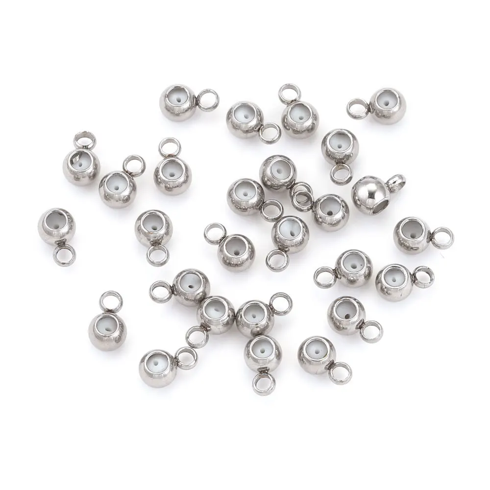Stainless Steel Adjustment Beads with Non-slip Silicone Ring Gold Color Stopper Spacer Beads for Jewelry Making 6