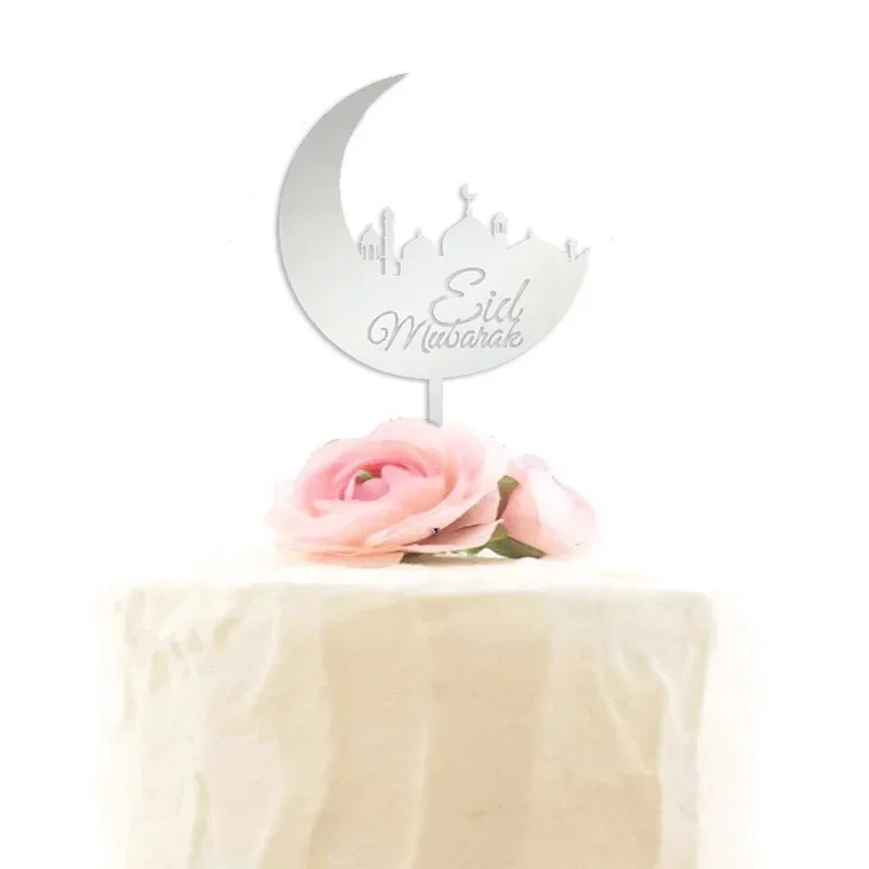 10pcs Gold Silver Acrylic Moon Ramadan Cake Topper Eid Mubarak  Decoration Muslim Baking Decor Party Supplies