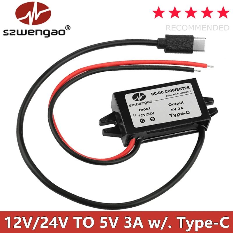 Convertitore DC-DC 15W da 12V a 5V 3A con connettore USB A-femmina