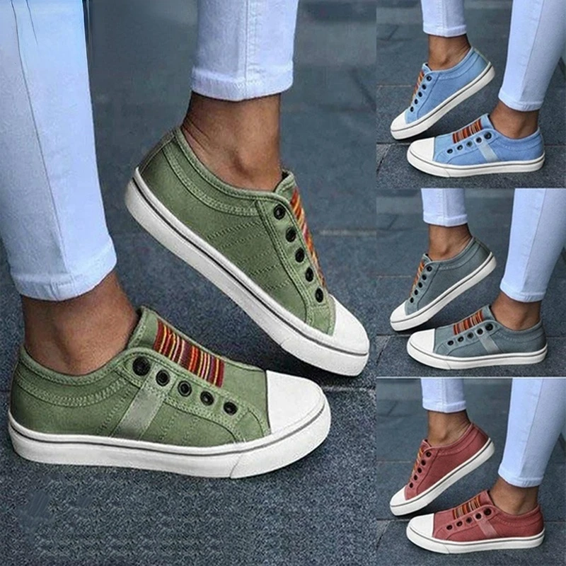 

2023 Low-cut Trainers Canvas Flat Shoes Women Casual Vulcanize Shoes New Women Summer Autumn Sneakers Ladies WDHKUN