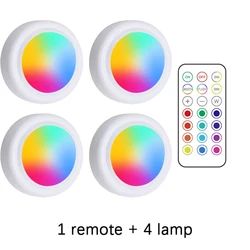 Wireless RGB LED Under Cabinet Lights with Remote and Dimming Feature (1 remote 4 lamp)