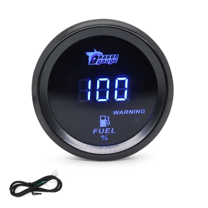 범용 디지털 디스플레이 자동차 연료 레벨 게이지, 240-33 Ohms, 블루 LED, 레드 LED, 12V 연료 레벨 게이지, 백라이트 조명, 2 인치, 52mm