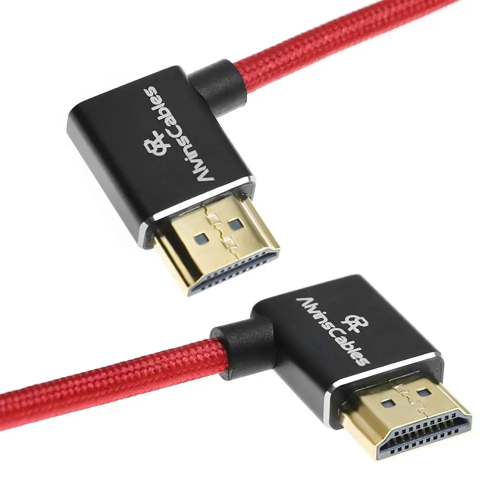 Alvin's Cables 8K HDMI 2.1 케이블 8K 60Hz 4K 120Hz Atomos Ninja 모니터용 고속 케이블, 왼쪽에서 오른쪽 각도로 꼬인 코일 케이블