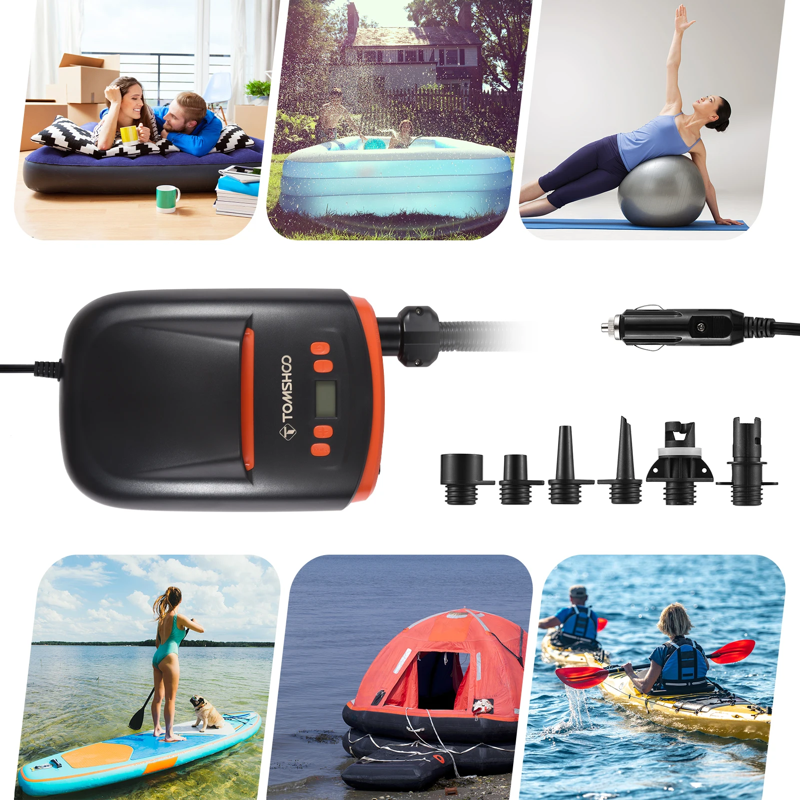 Tomshoo- SUP  , 110W, 12V, 22psi,    â, LCD ÷ , â SUP е 