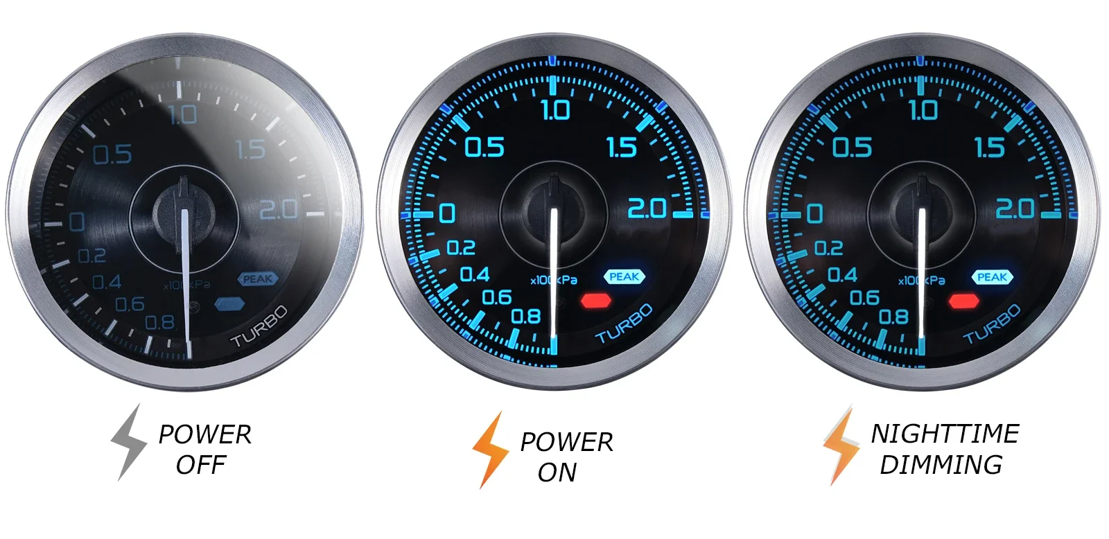 60mm 7-Color Auto Gauge Oil/Boost/Temp/EGT/Tachometer 4