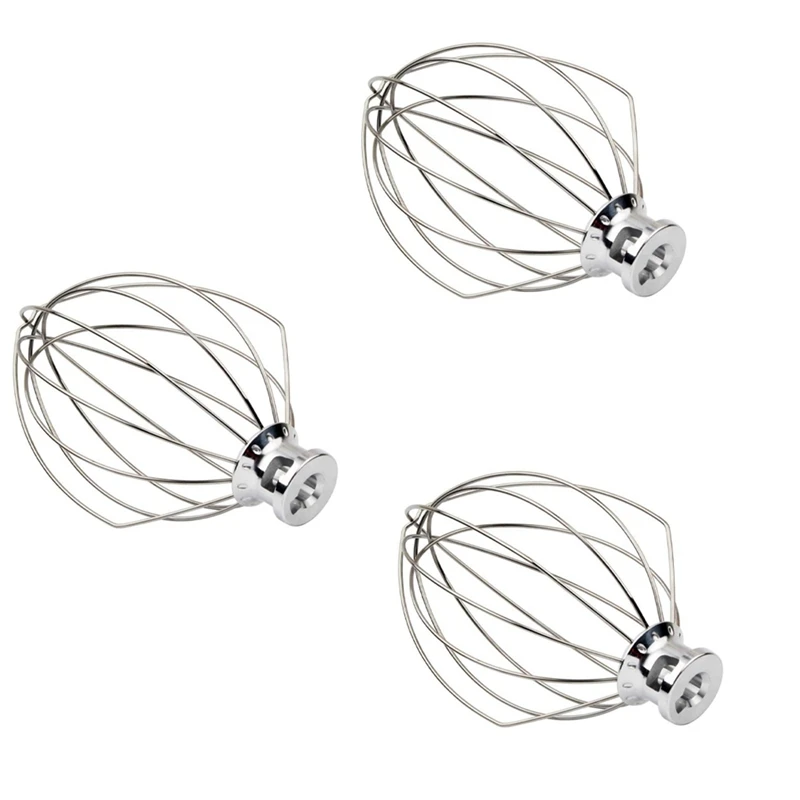 

3X K5AWW Wire Whip Steel Wire Whisk Stainless Steel Egg Beater Mixer Mixing Head 5QT For American Kitchenaid