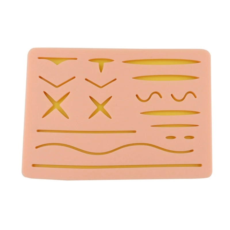 

3-слойная подушечка для практики наложения швов, модель кожи для медицинского обучения с 17 предварительно вырезанными ранами