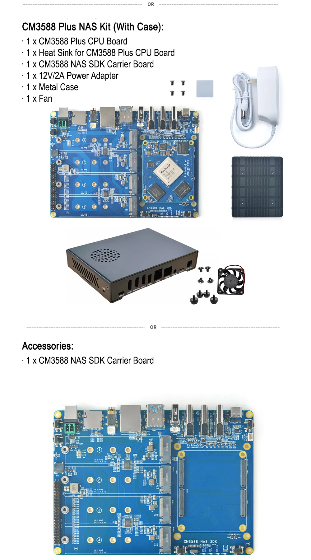 CM3588 Plus 32GB LPDDR5 NAS Kit Rockchip RK3588 Router Board with PCIe 2.5G Ethe