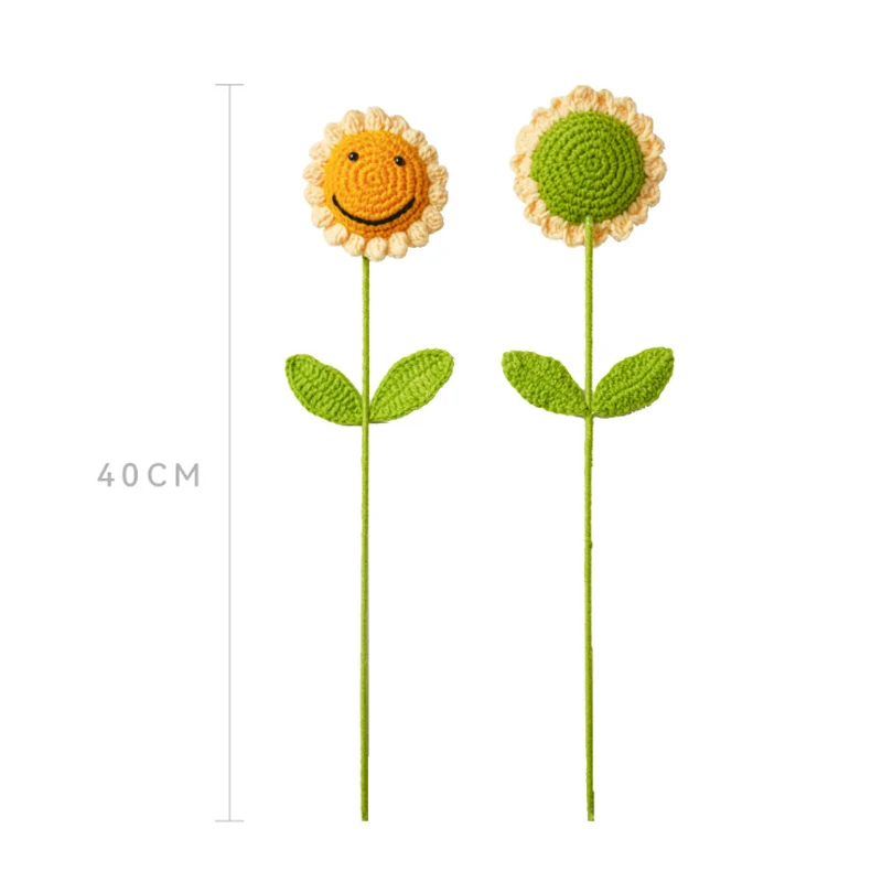 1–10 Stück Strickblumen, Sonnenblumen, Heimdekoration, gestrickter Rosenstrauß, Lehrertag, Muttertag, Geburtstag, Geschenk, handgefertigter Blumenstrauß – Detail 8