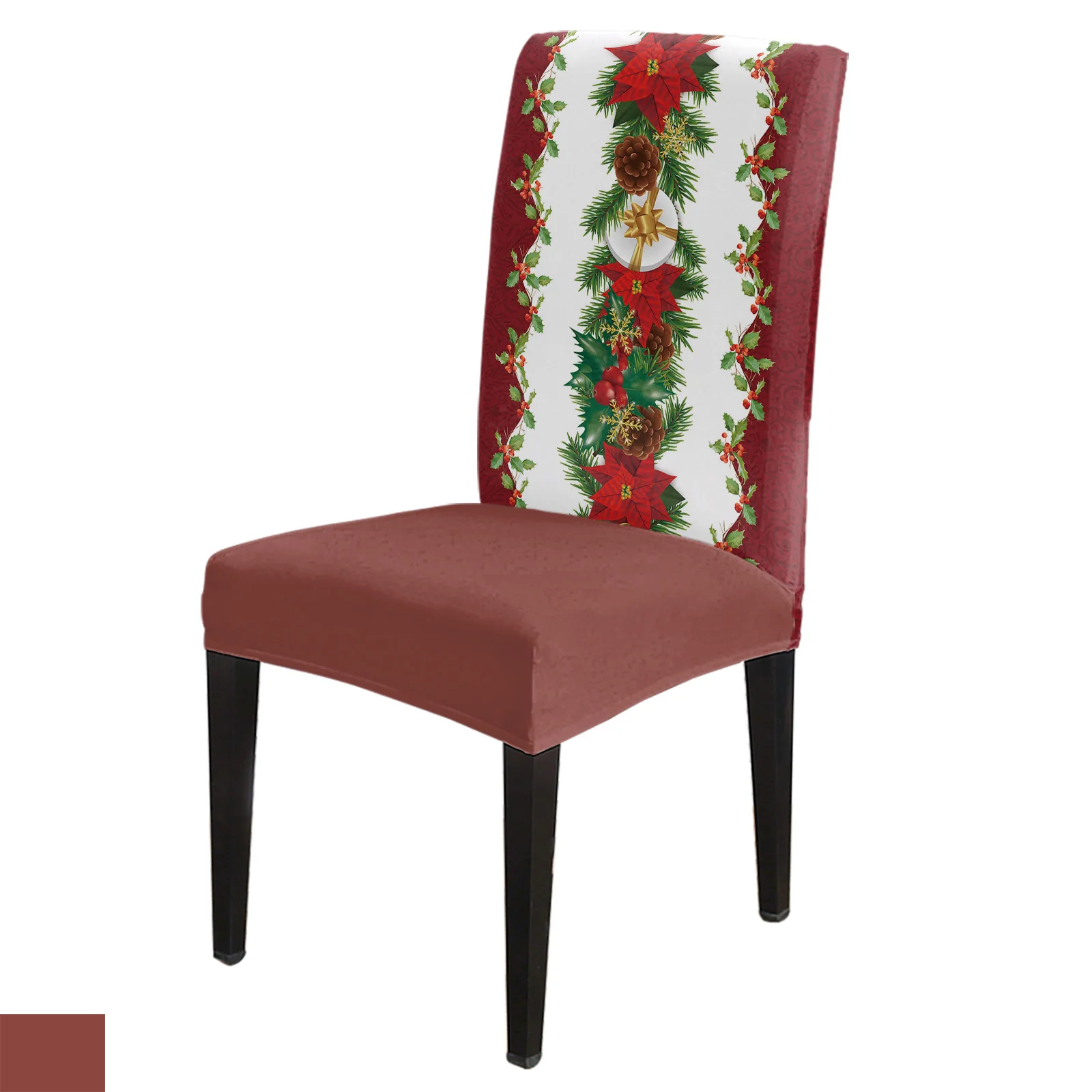 

Christmas Flower Berry Bell Gift Dining Chair Cover 4/6/8PCS Spandex Elastic Chair Slipcover Case for Wedding Home Dining Room