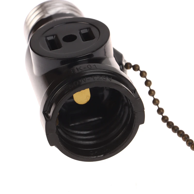 Description Picture 5 of itemHome White Black Bakelite L5-15R US To E26 Light Bulb Socket With 15CM Pull Chain Switch America Lamp Holder Conversion Base New