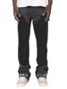 American retro design sense furred edge micro flared jeans men Y2k dark pants new low waist splicing elastic floor length pants 1