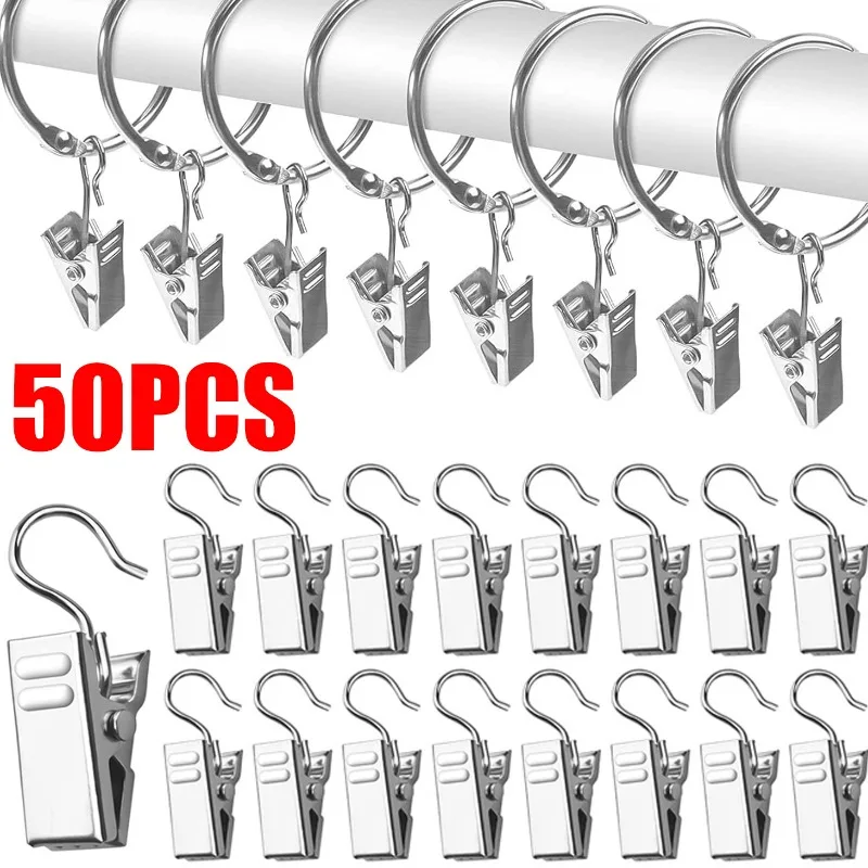 

10/50PCS Metal Curtain Clips with Hanging Hooks Small Window Curtain Photo Arts Crafts Durable Hook Clips Window Accessories