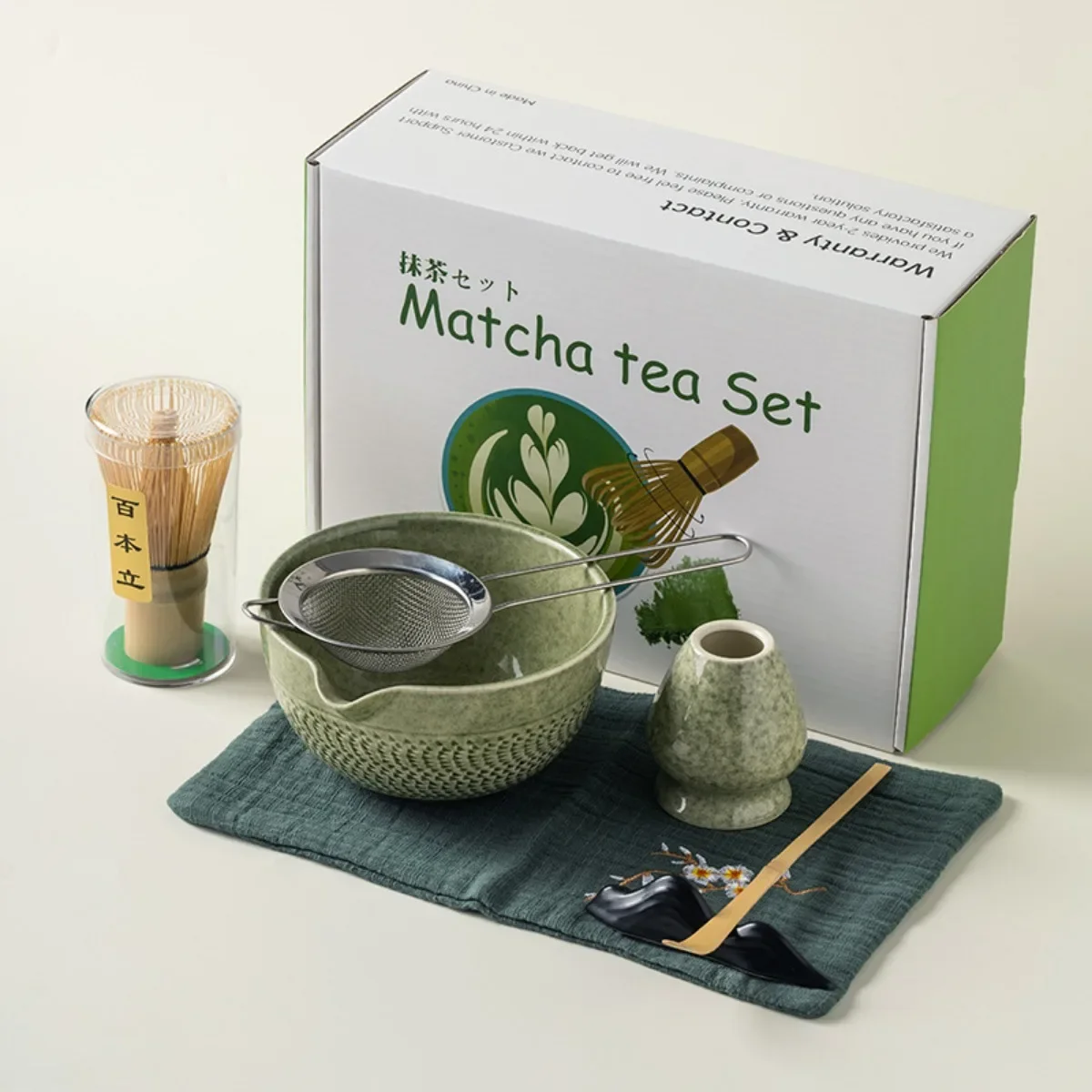 Matcha Set Match Bowl with Spout Matcha Whisk Holder Handmade Kit for Beverage Shop Tea Ceremony DIY Tea-Making Tools