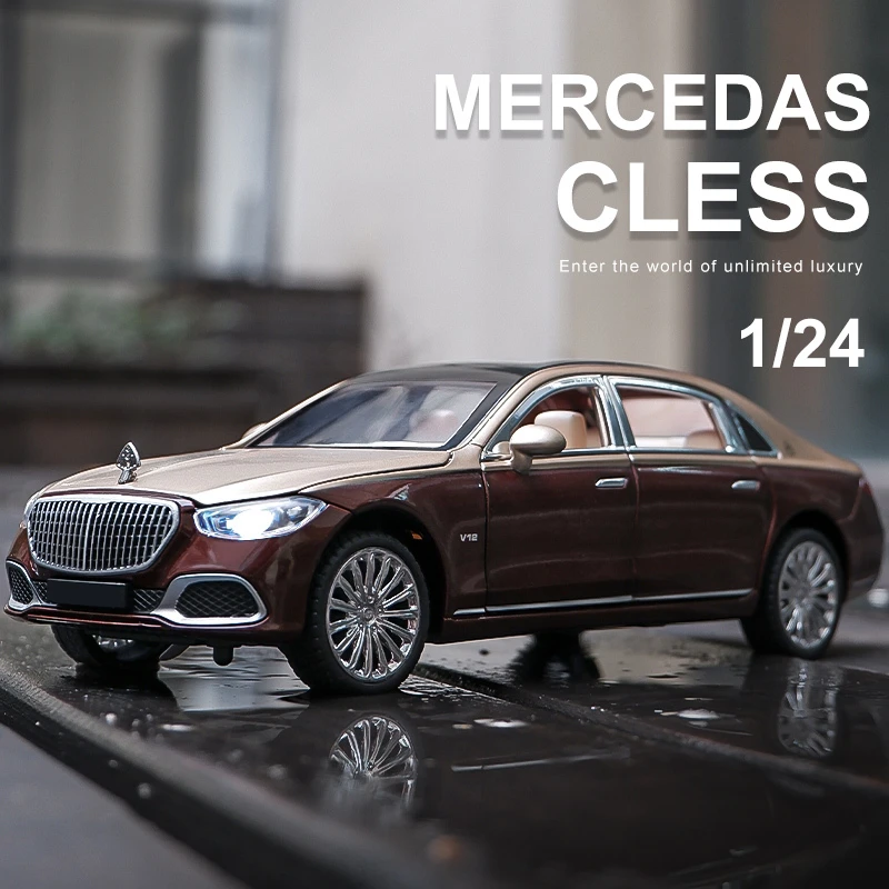 

Модель автомобиля Maybach S680 из сплава, модель игрушечного автомобиля из литого металла, модель автомобиля с высокой симуляцией звука и светильник, коллекционный подарок для детей, 1/24