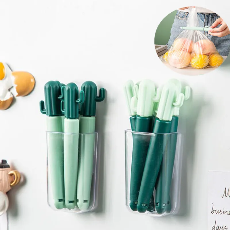 

5PCs Creativity Food Snack Bag Sealing Clip Cactus Refrigerator Paste Prevent Moisture Keep Food Fresh Storage Clamps