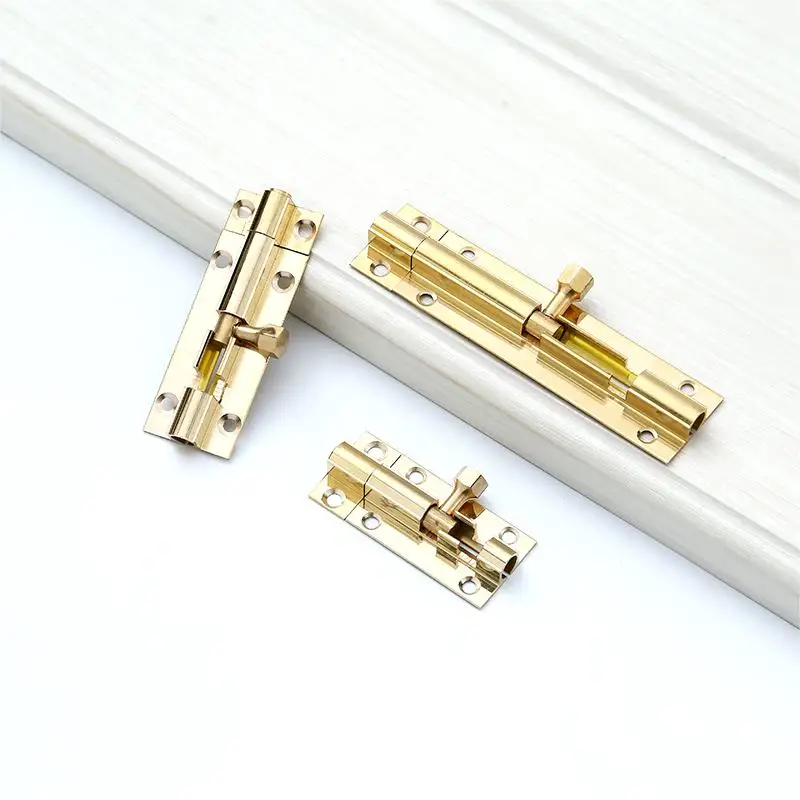23mm Brass Door Latch Lock Solid Sliding Bolts Window Latch Hasp Home Hardware Gate Garden Toilet Safety with screw