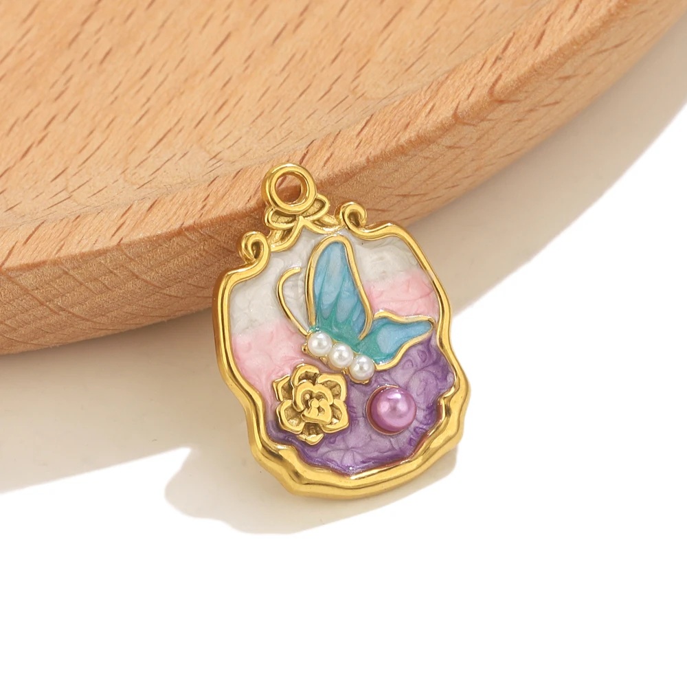 2 قطعة الفولاذ المقاوم للصدأ البحر الحيوان اللؤلؤ السحر لصنع المجوهرات المينا المعلقات مجوهرات قلادة القرط موصلات اكسسوارات