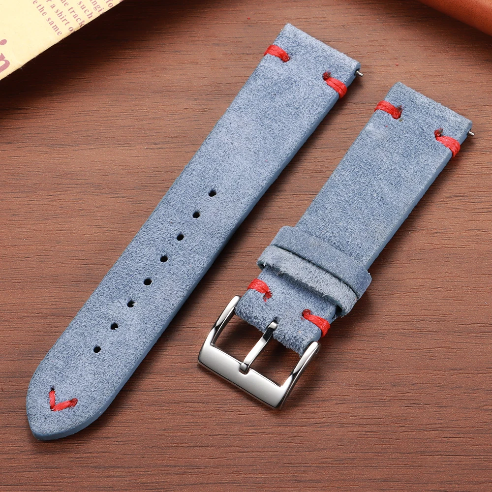 Vintage Genuine Suede Leather Quick Release Watch Strap - Handmade Unisex Sport Bracelet