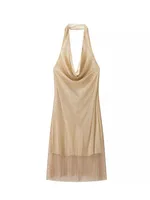 HH Women Summer Fashion Dresses Solid Swinging Collar Sleeveless Rhinestone Decoration Backless Zipper Female Sexy Mini Dress - Image 2