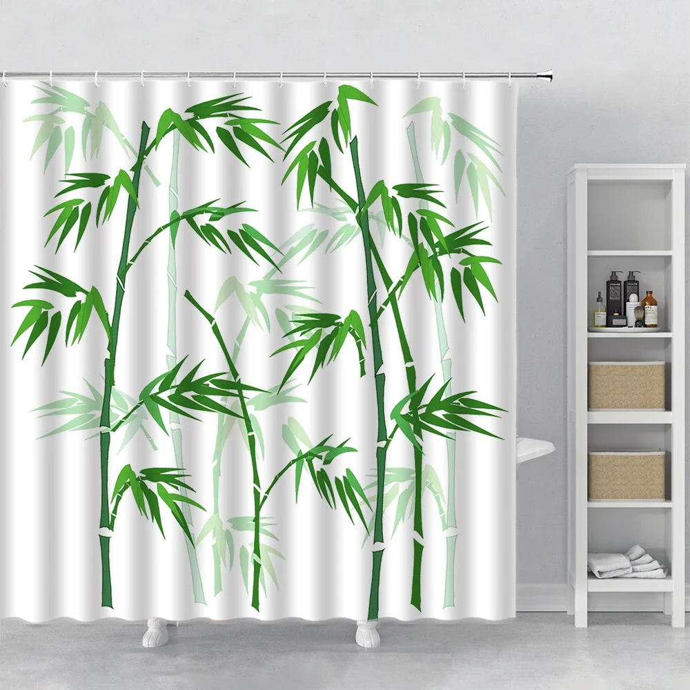 

Бамбуковая занавеска для душа ручная роспись растений искусство ботанический принт Декор для ванной занавески из полиэстера для ванной комнаты с крючками